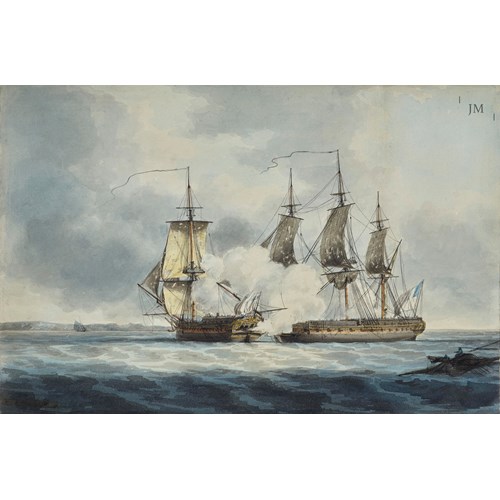 The first frigate action of the wars with Revolutionary France: HMS Nymphe engaging the French Cleopatre off Start Point, Devon, on 18th June 1793